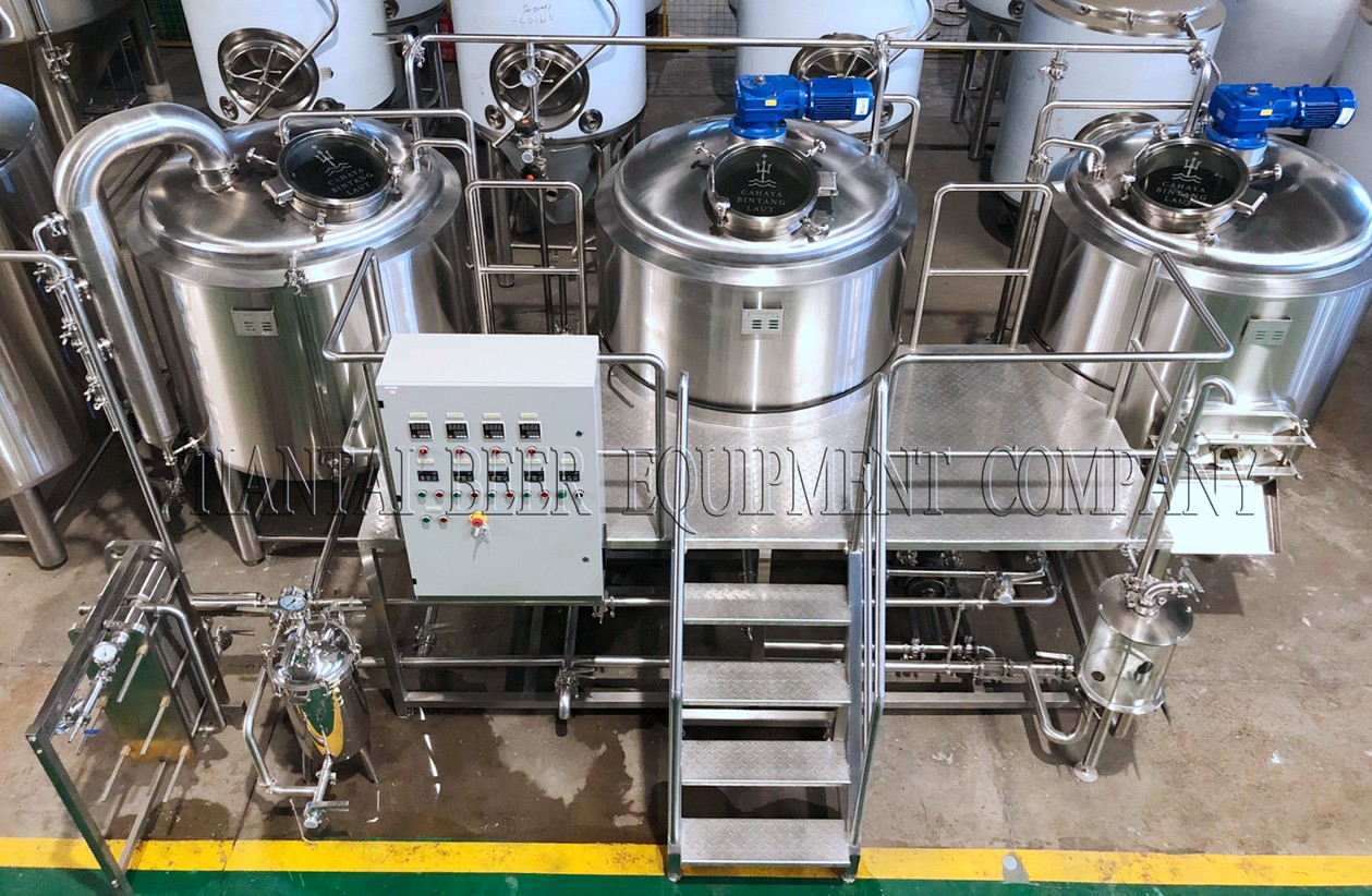 1000L Three vessel steam heated stainless steel brewery equipment